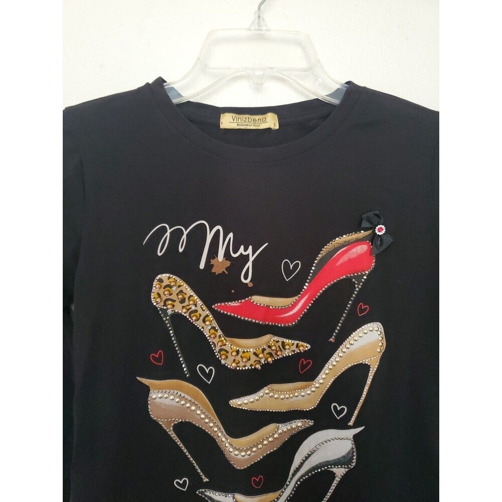 Vinizbena‎ Shoes Heels Shirt Long Sleeve Women’s Shirt Size Small Black - Picture 3 of 16